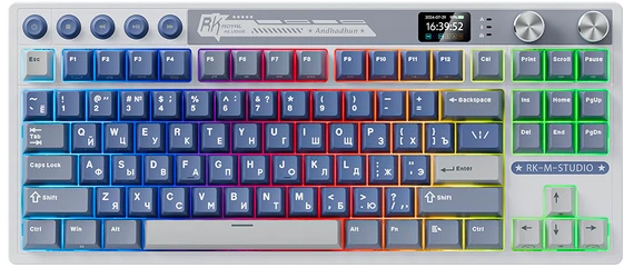 Клавиатура Royal Kludge M87 RGB Ocean Blue (RK Chartreuse)