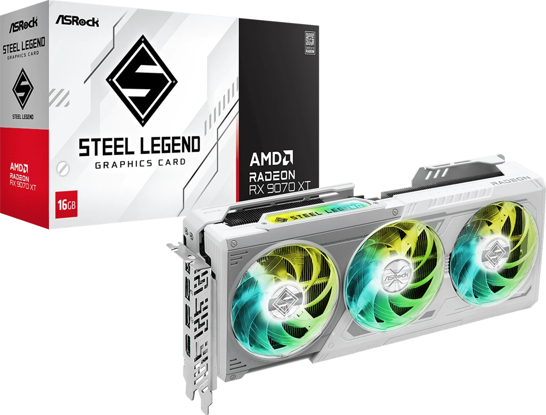 Видеокарта AsRock RX 9070XT Steel Legend 16GB (RX9070XT SL 16G)