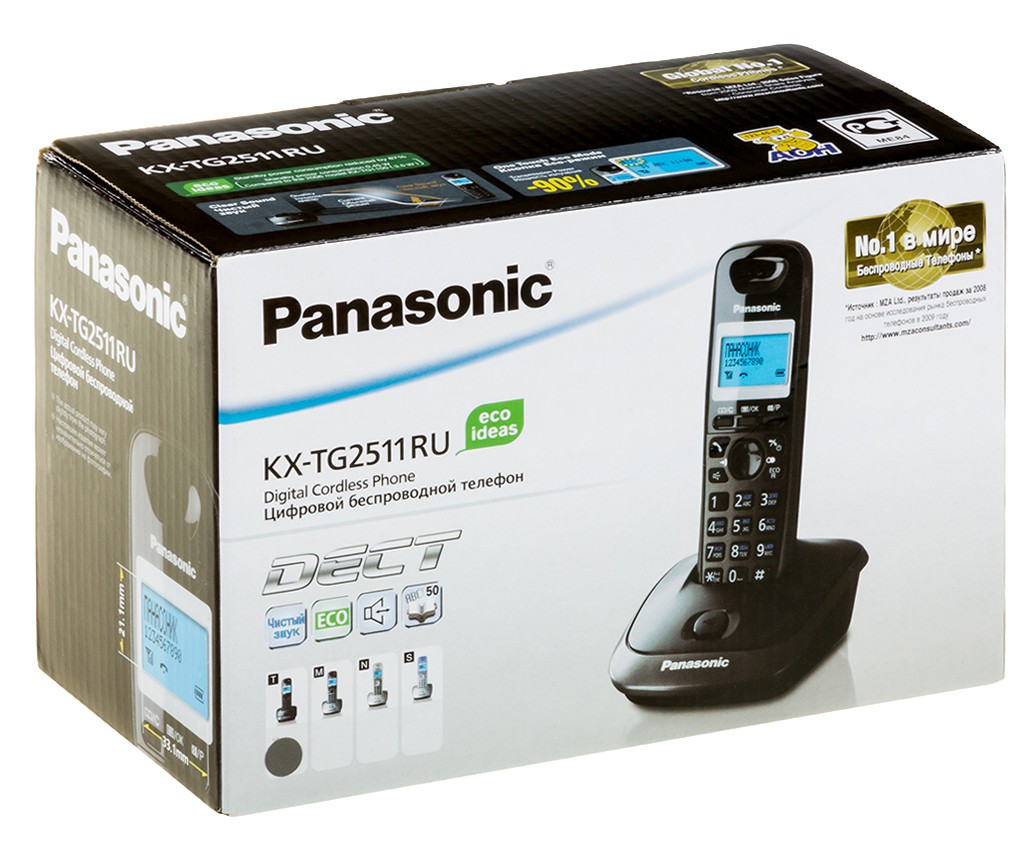 Радиотелефон Panasonic KX-TG2511RUT темно-серый металлик/черный (CallerID, АОН)