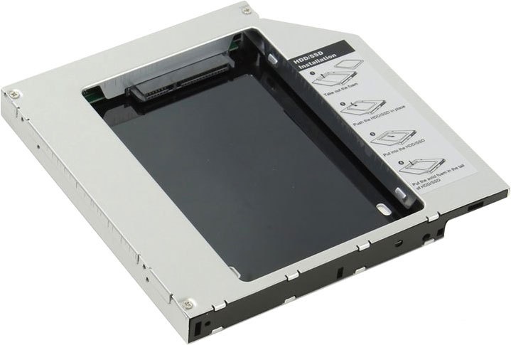 Адаптер AgeStar SSMR2S (для HDD/SSD в DVD-slot notebook SATA, 12.7мм, черный)