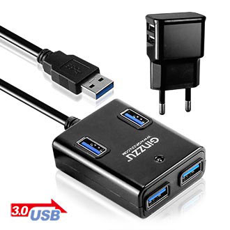 Разветвитель USB (USB-хаб) GINZZU GR-384UAB 4 port USB 3.0 + adapter