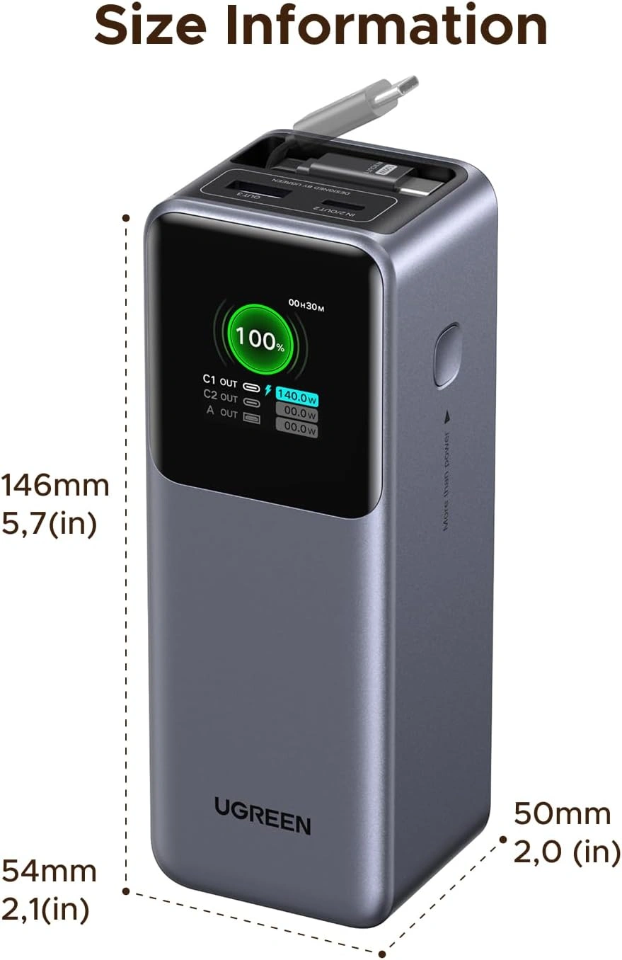 Портативное зарядное устройство Ugreen PB726 (серый) (95670B)