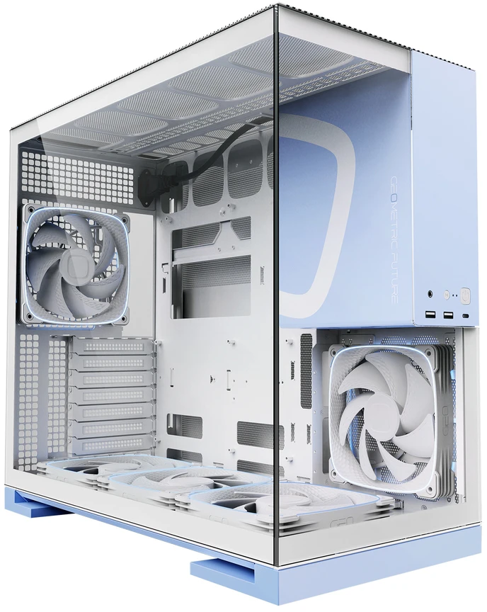 Корпус Geometric Future Model 5 5FAN (белый/голубой) (1AM5WKPB01100)