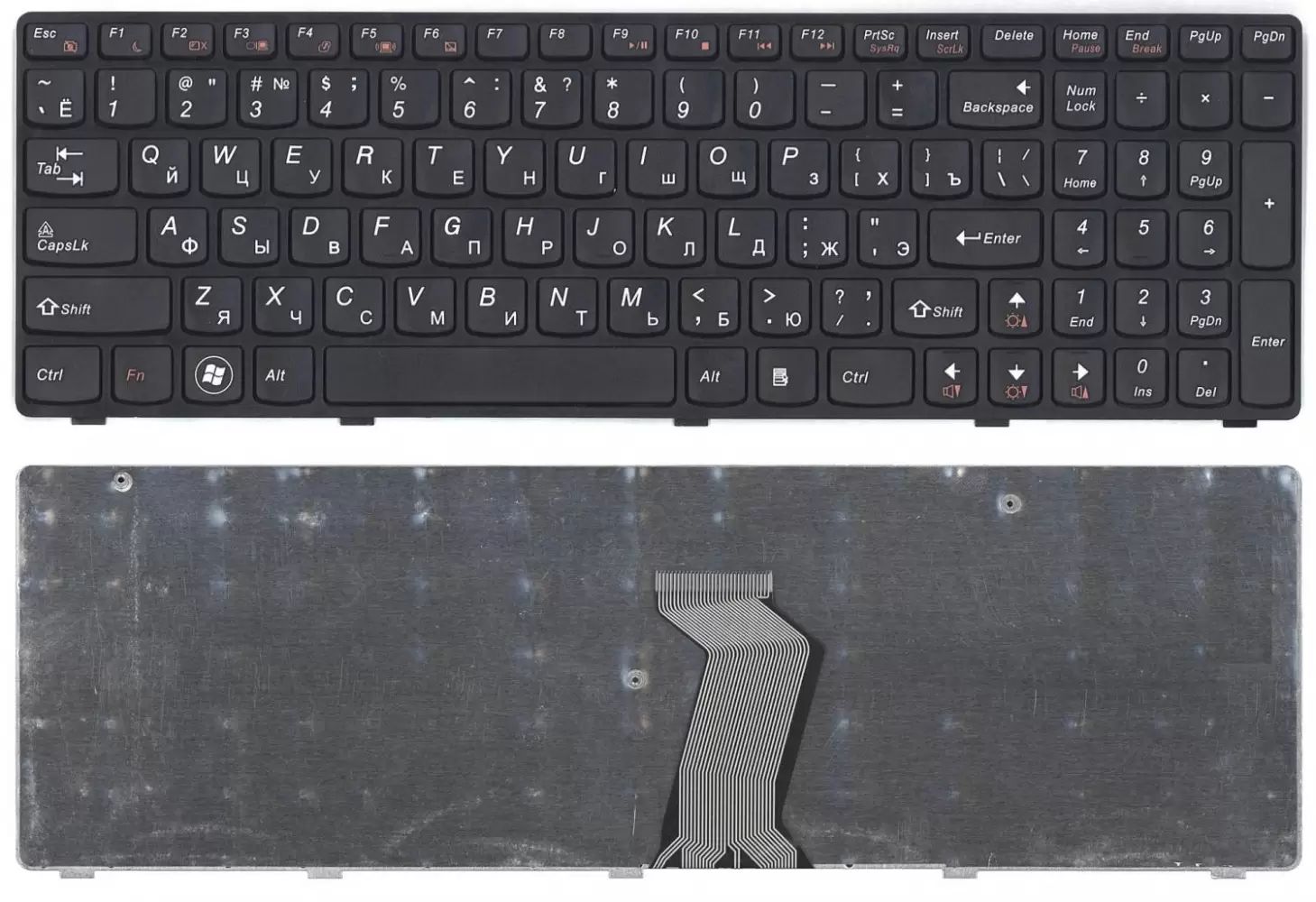 Клавиатура для ноутбука Lenovo Ideapad G580, G585, Z580, Z585, Z780, G780, черная с черной рамкой (009207)