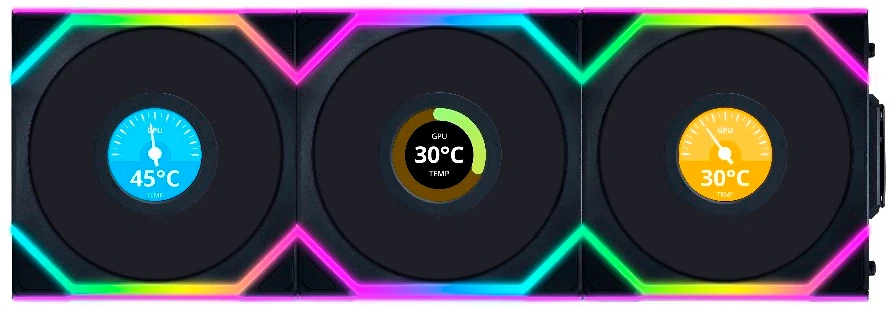 Набор вентиляторов Lian Li Uni Fan SL 120 Wireless LCD Reverse (G99.12RSLLCD1W3B.R0)