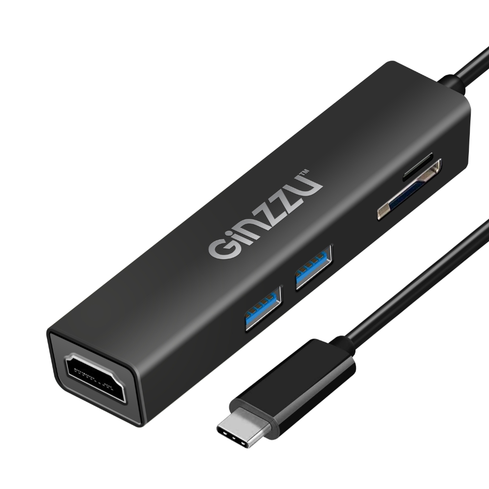 Разветвитель USB (USB-хаб) GINZZU GR-567UB (Type C to HDMI+2xUSB3.0+SDxx/microSDxx)