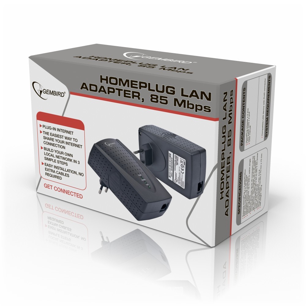 PowerLine-адаптер Gembird NIC-HP2 (HomePlug (2pcs) 85Mbps)