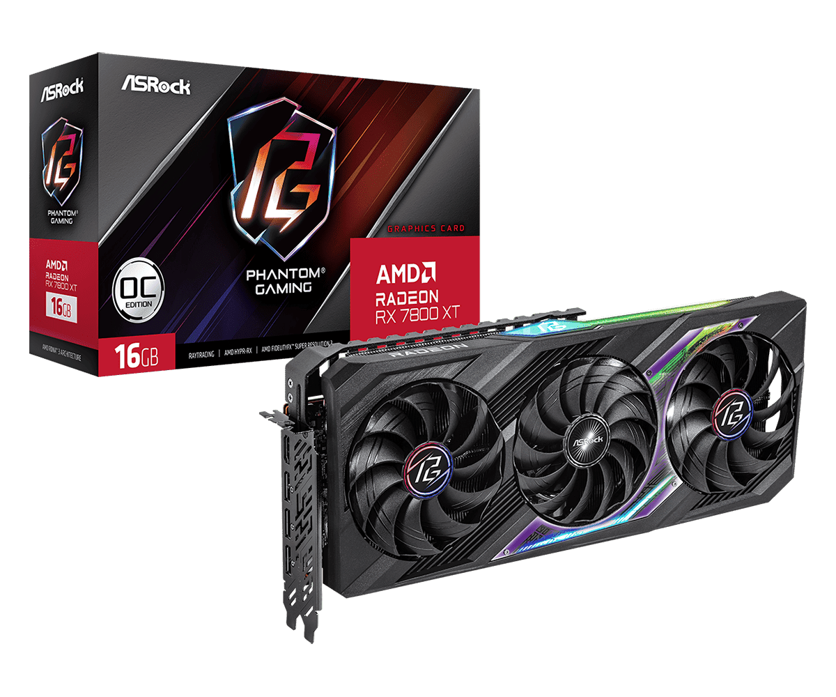 Видеокарта AsRock RX 7800XT Phantom Gaming 16GB OC (RX7800XT PG 16GO)