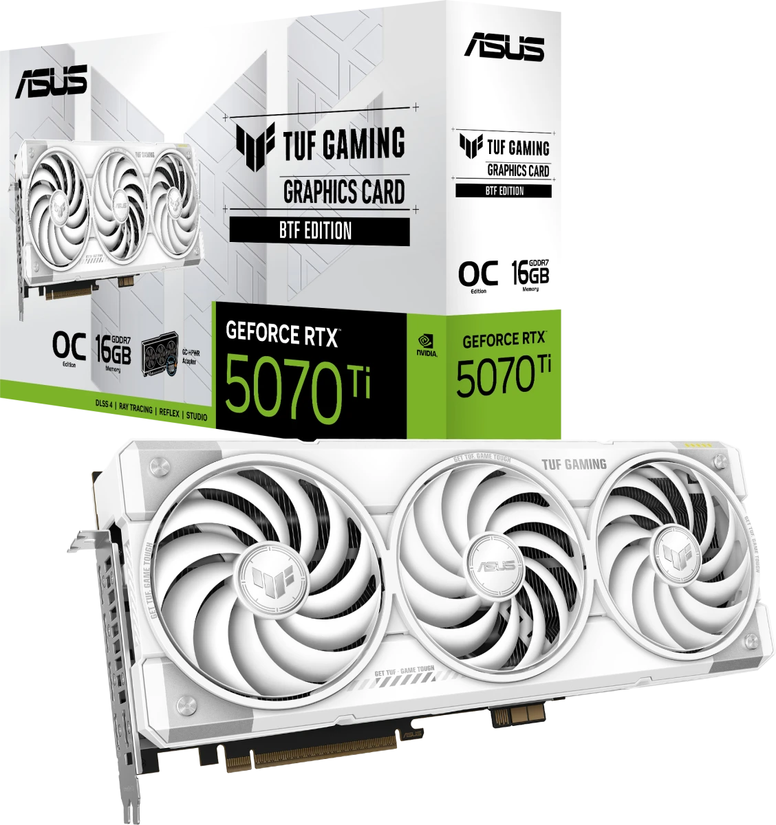 Видеокарта Asus RTX 5070Ti TUF Gaming BTF White OC Edition (TUF-RTX5070TI-O16G-BTF-WHITE)