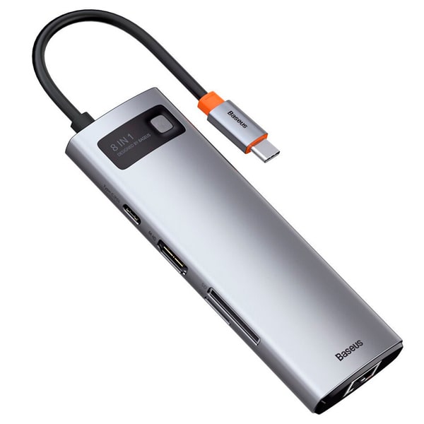 Хаб USB Baseus Metal Gleam Series 8-in-1 Multifunctional Type-C HUB Docking Station (CAHUB-CV0G) (док-станция)