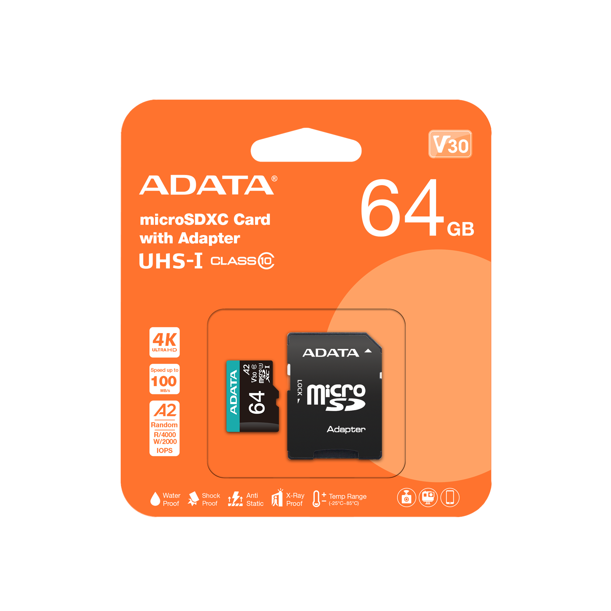 Карта памяти 64Gb ADATA Premier Pro (AUSDX64GUI3V30SA2-RA1)