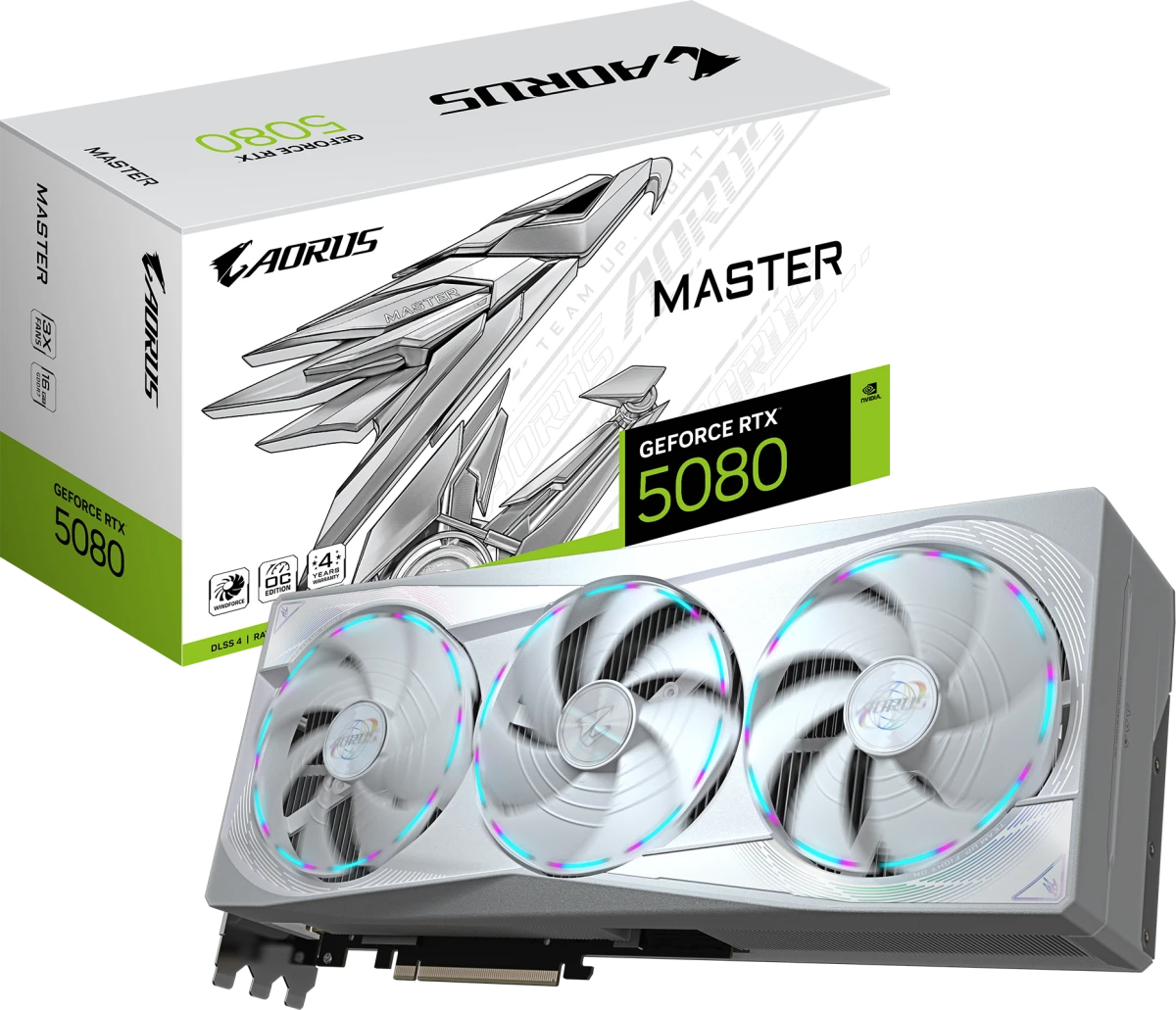 Видеокарта Gigabyte RTX 5080 Aorus Master Ice 16G (GV-N5080AORUSM ICE-16GD)