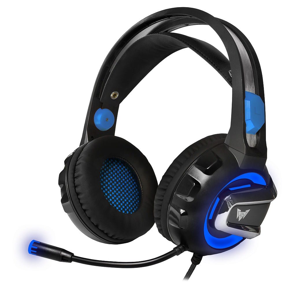 Наушники Crown CMGH-3001 Black/Blue (накладные, закрытые, USB для подсветки, подсветка, 20-20000Гц, 32 Ом)