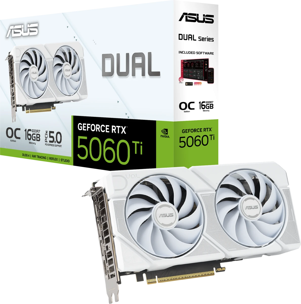 Видеокарта Asus RTX 5060Ti OC Edition 16Gb White (DUAL-RTX5060TI-O16G-WHITE)