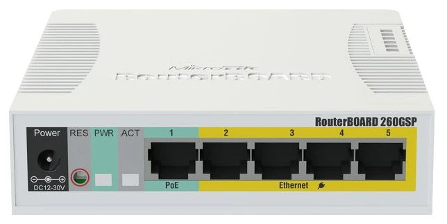 Коммутатор Mikrotik RB260GSP (CSS106-1G-4P-1S)